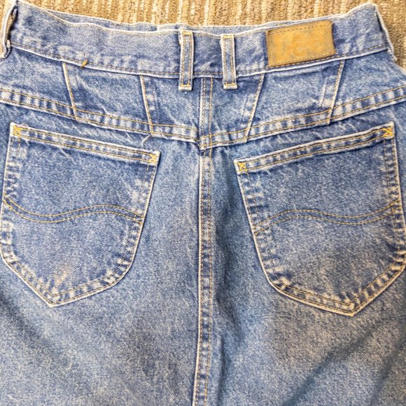 Vintage Lee Womens Size 12 Skirt High Rise Medium Wash A Line Mid Rise Pockets - Picture 6 of 7
